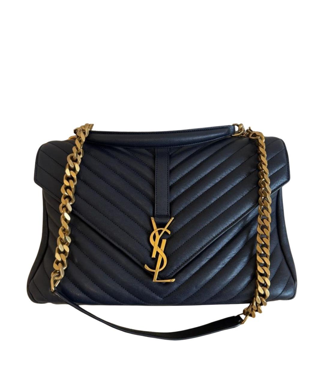 SAINT LAURENT Темно-синяя кожаная сумка через плечо, фото 1