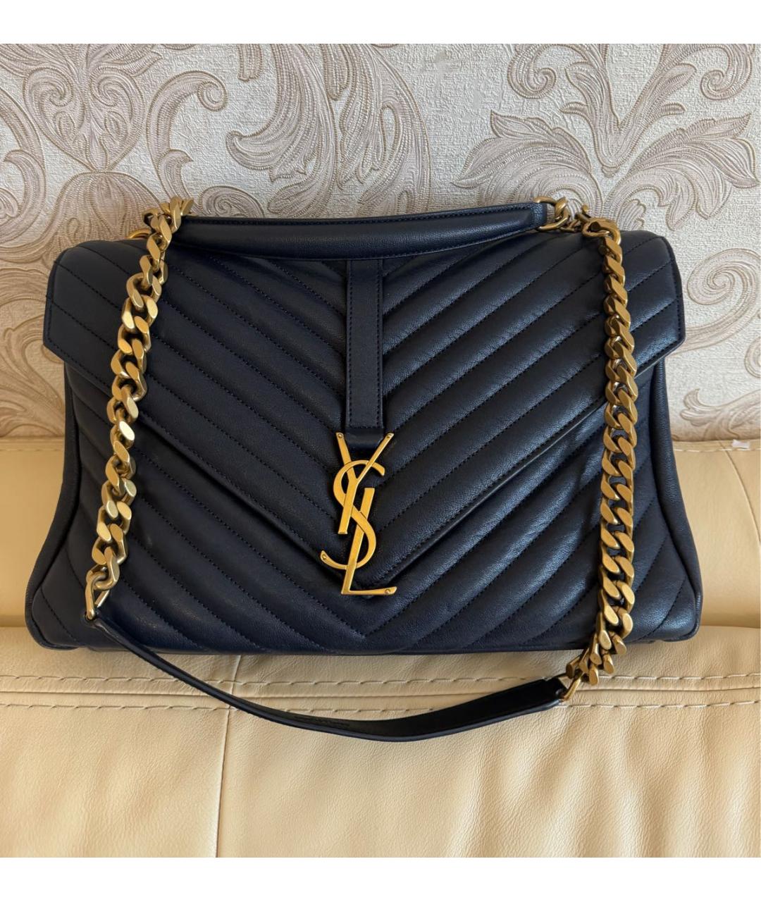 SAINT LAURENT Темно-синяя кожаная сумка через плечо, фото 9