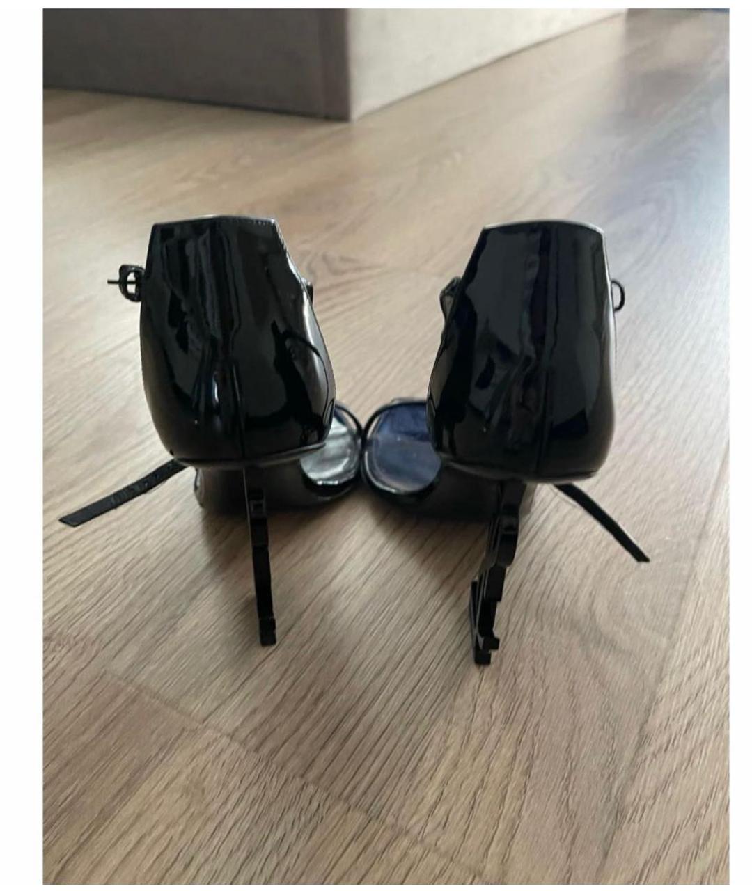 SAINT LAURENT Черные кожаные босоножки, фото 3