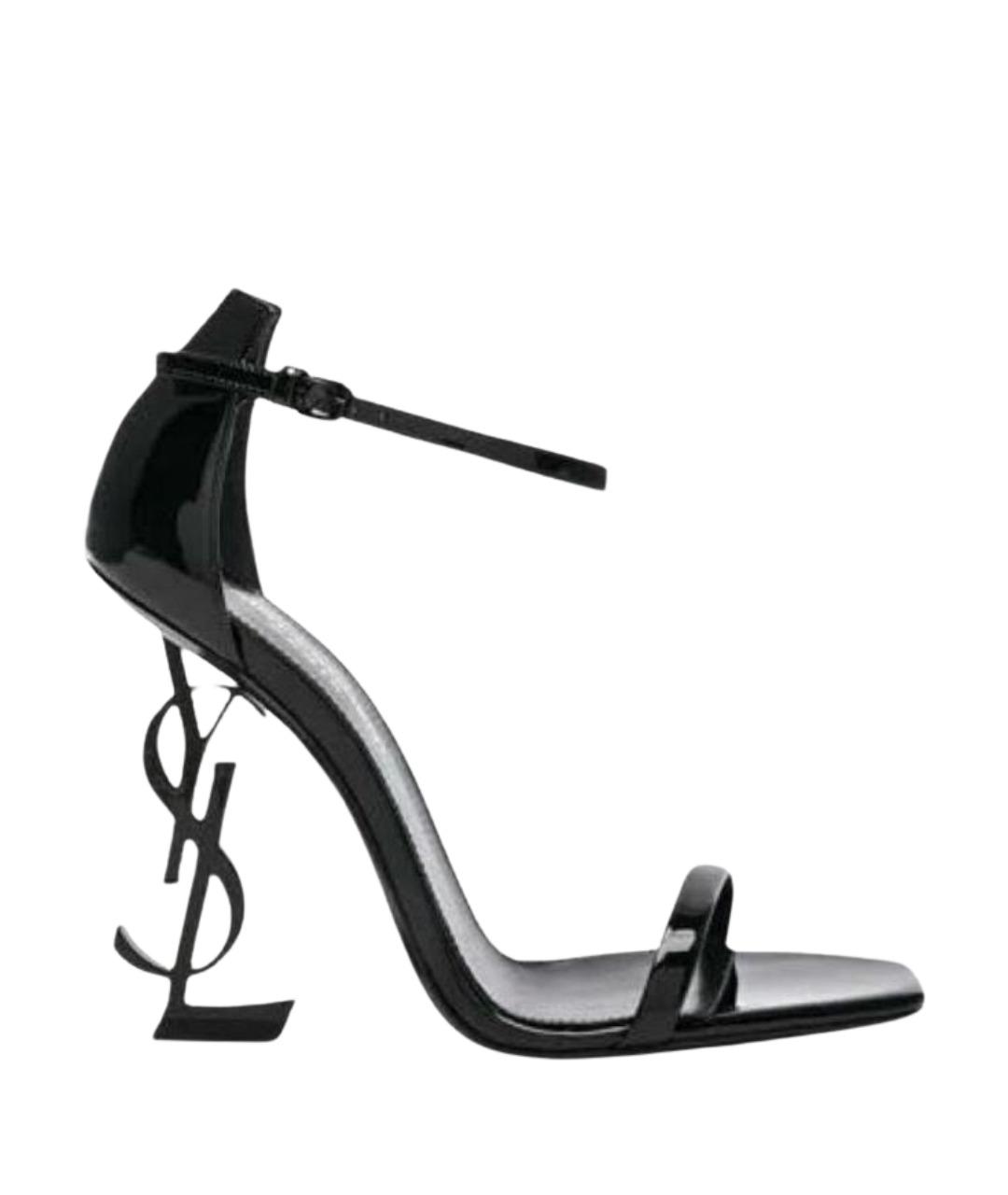SAINT LAURENT Черные кожаные босоножки, фото 1