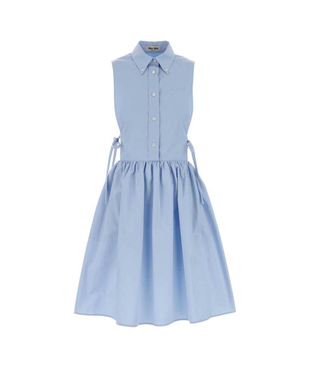MIU MIU Голубое хлопковое повседневное платье, фото 1