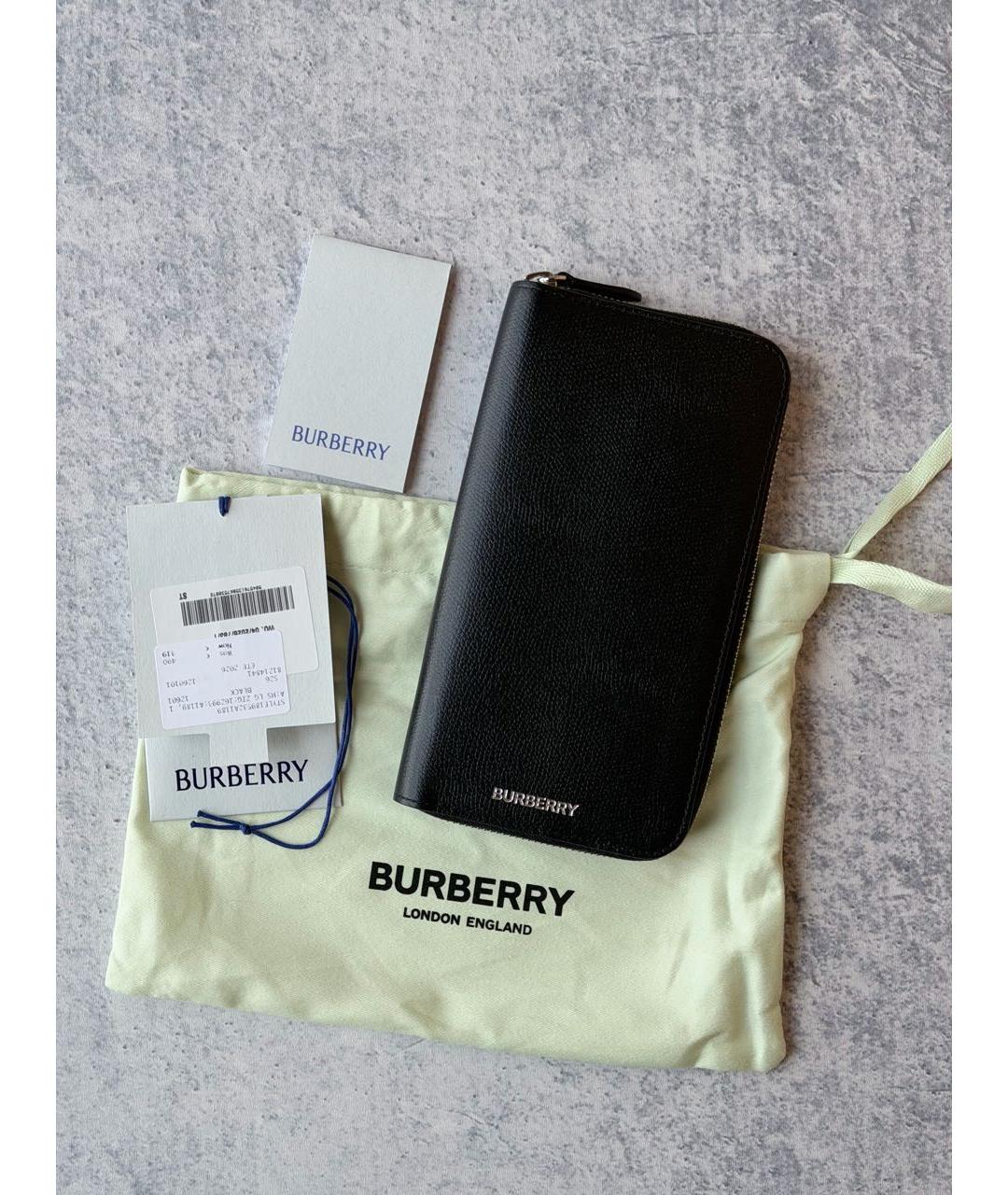 BURBERRY Черный кожаный кошелек, фото 4