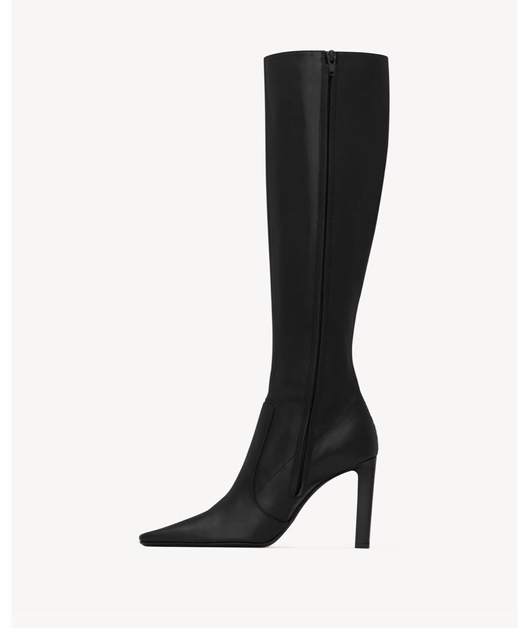 SAINT LAURENT Черные кожаные сапоги, фото 4