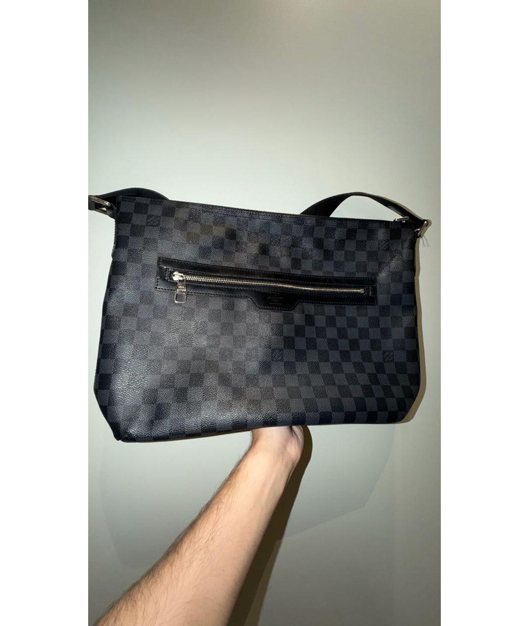 LOUIS VUITTON Антрацитовая кожаная сумка на плечо, фото 2