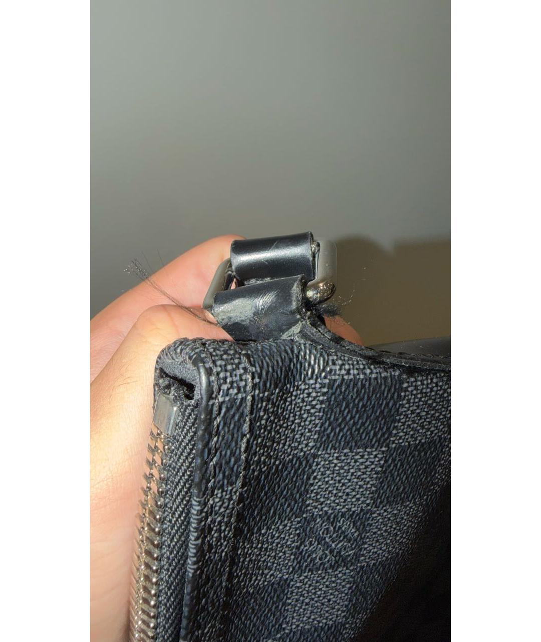 LOUIS VUITTON Антрацитовая кожаная сумка на плечо, фото 3