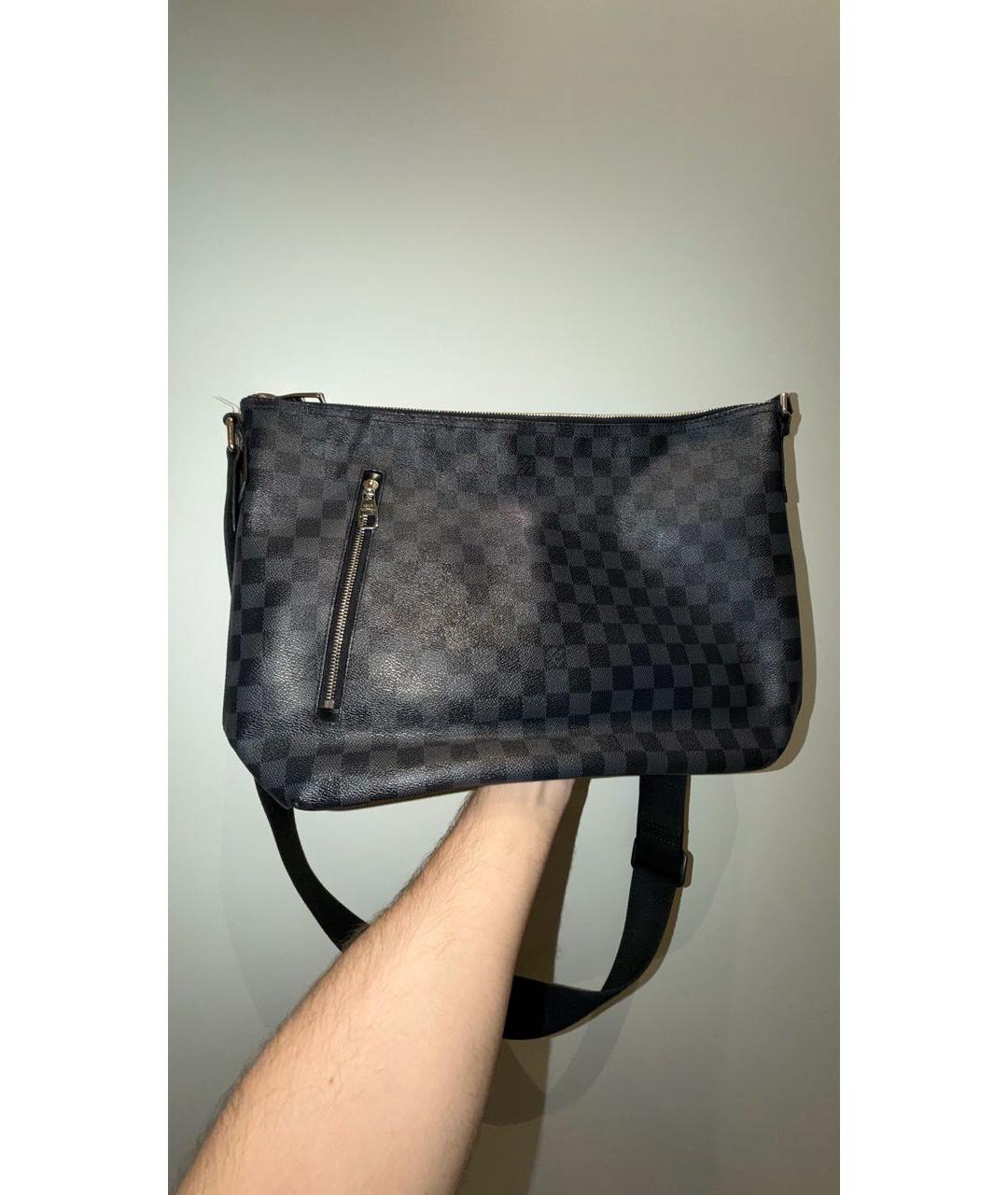 LOUIS VUITTON Антрацитовая кожаная сумка на плечо, фото 4