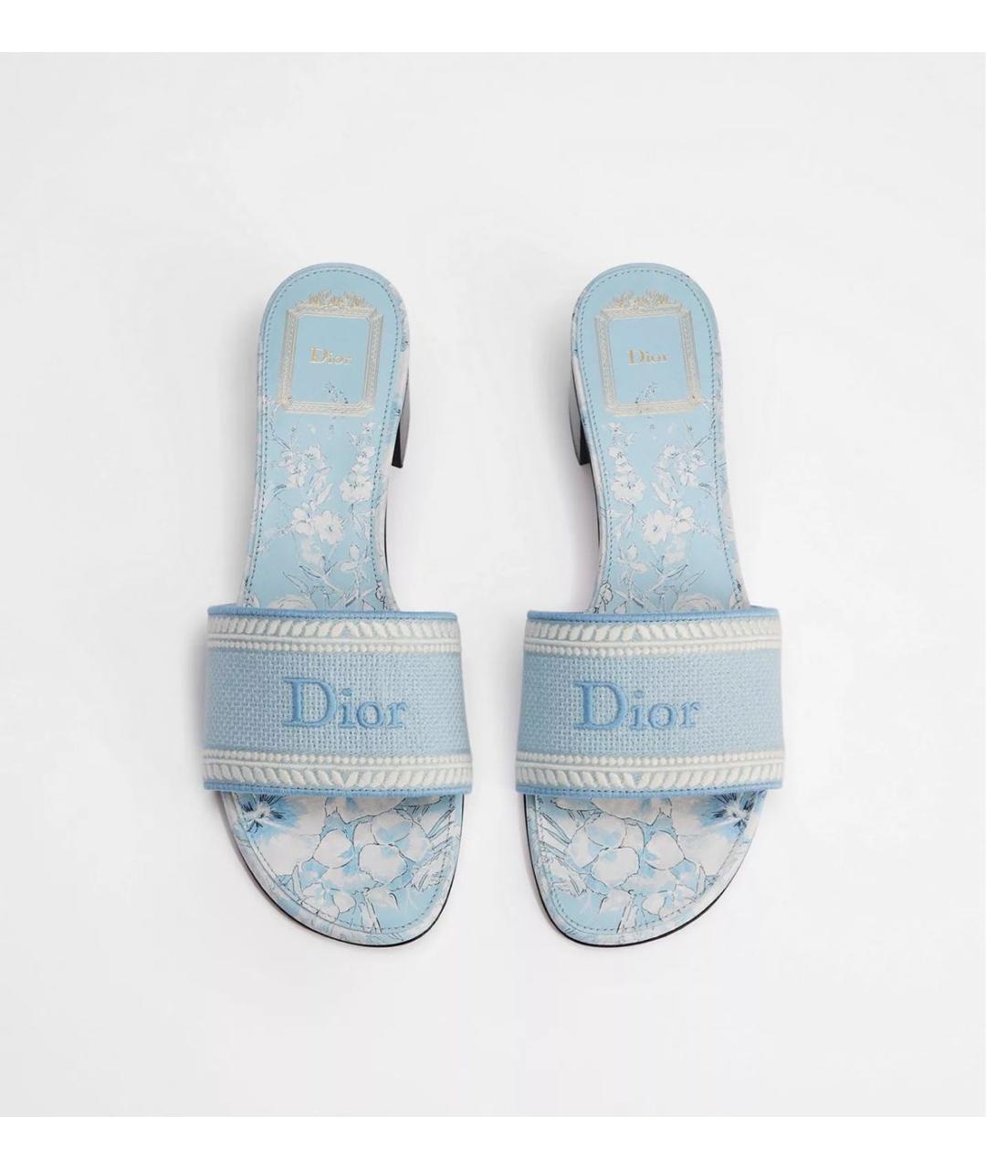 CHRISTIAN DIOR Голубые кожаные мюли, фото 3