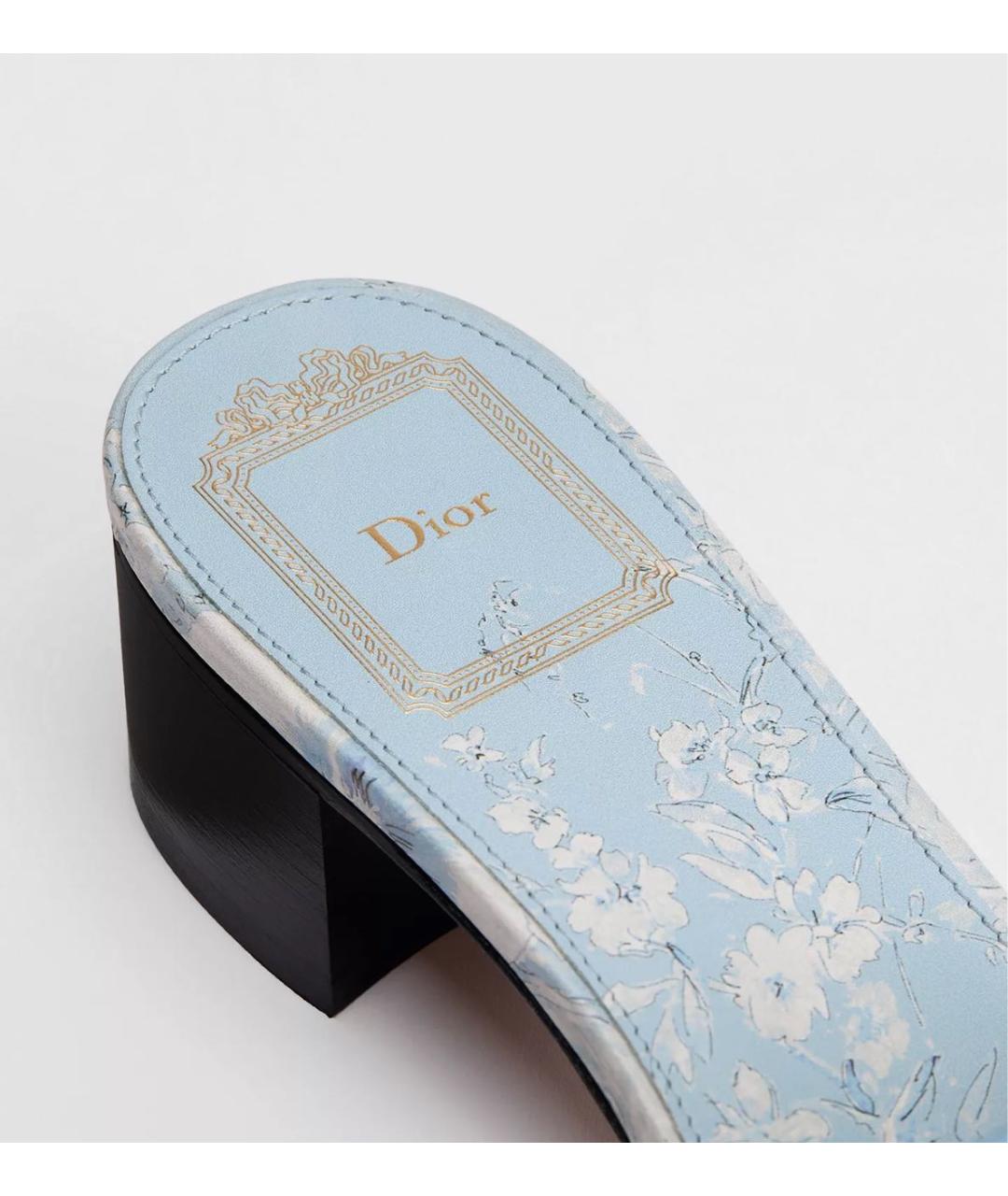 CHRISTIAN DIOR Голубые кожаные мюли, фото 4