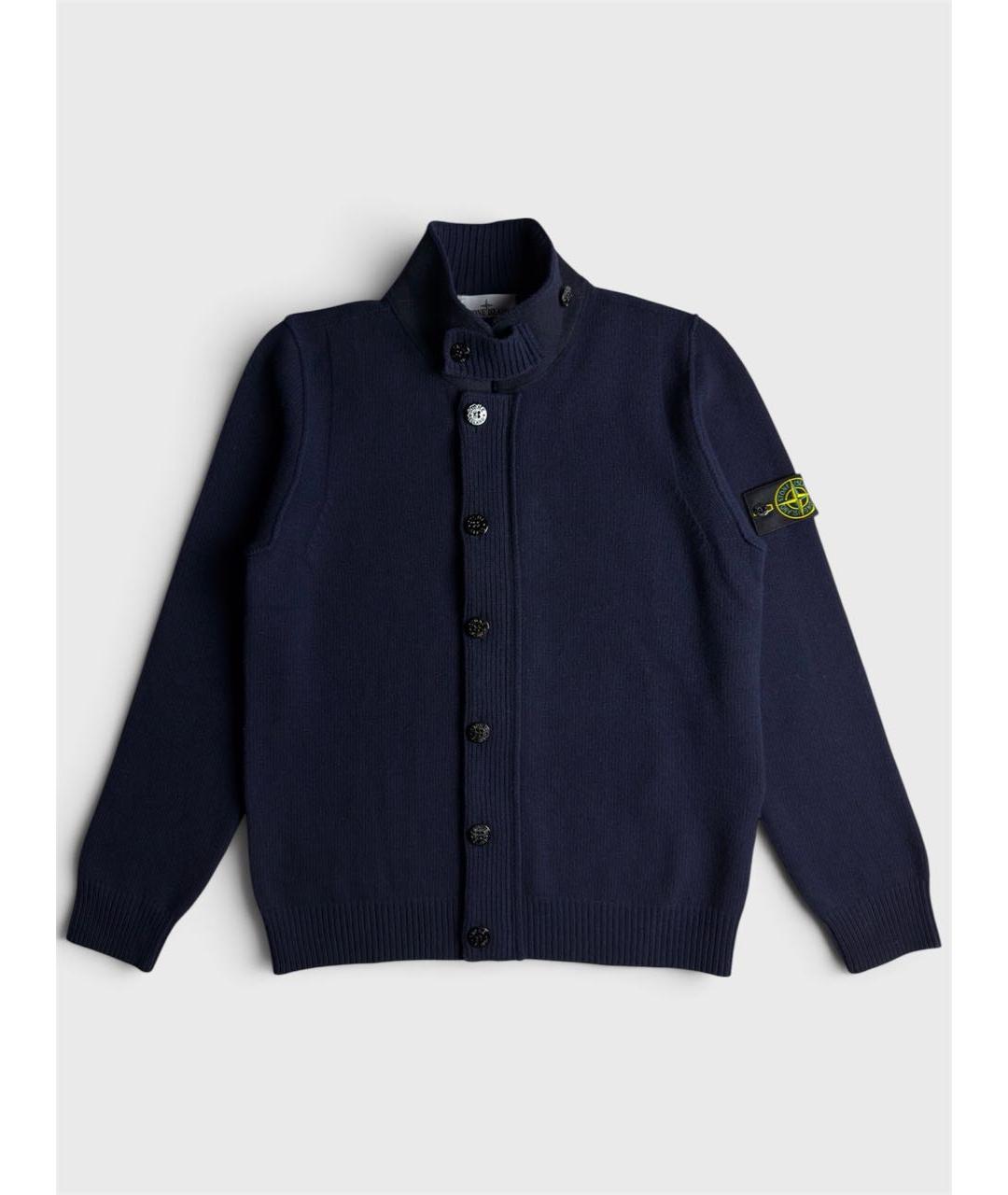 STONE ISLAND Темно-синий шерстяной кардиган, фото 6