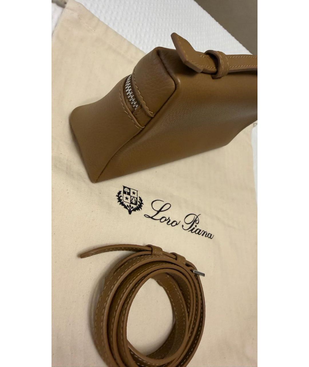 LORO PIANA Коричневая кожаная сумка с короткими ручками, фото 7