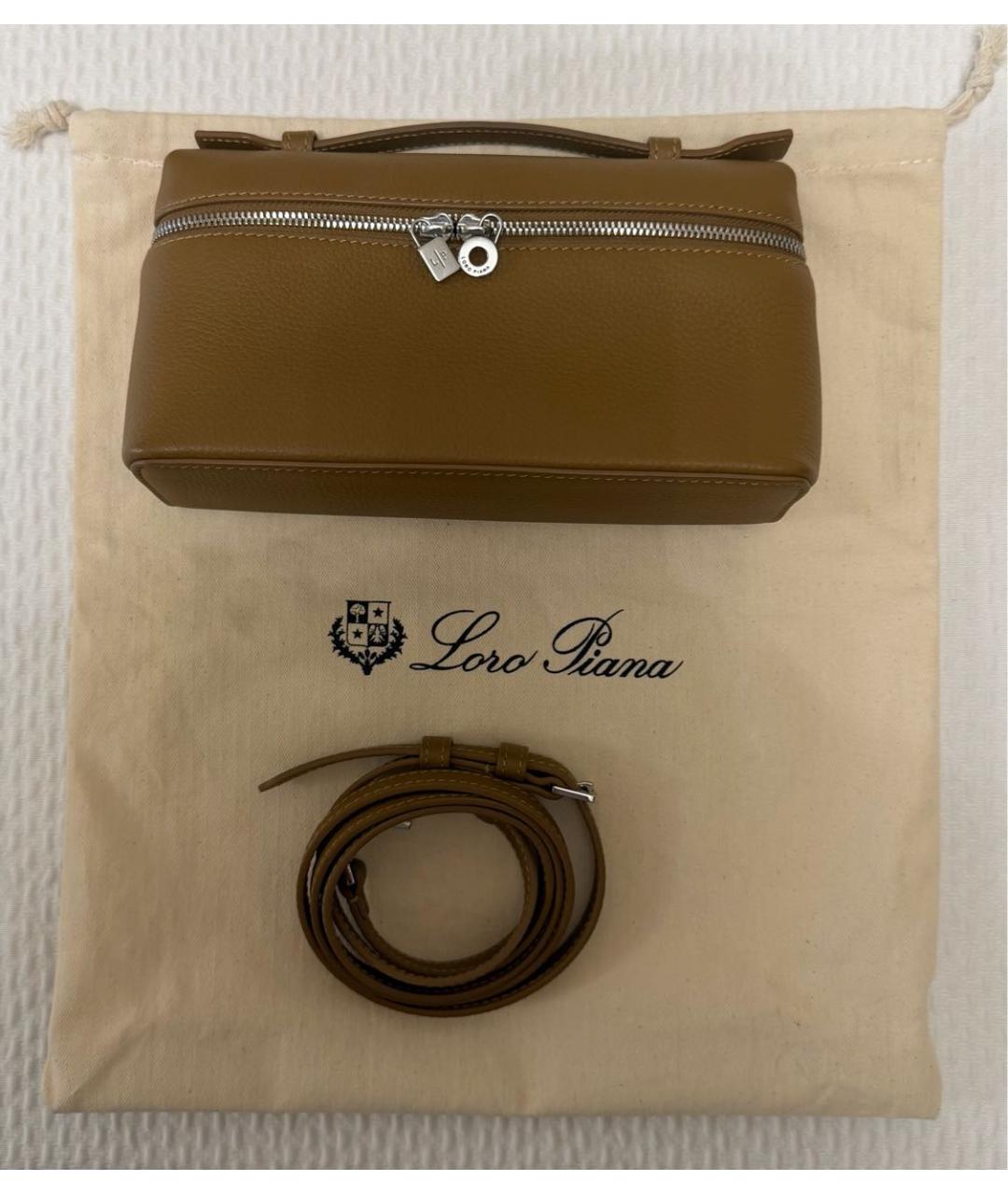 LORO PIANA Коричневая кожаная сумка с короткими ручками, фото 9