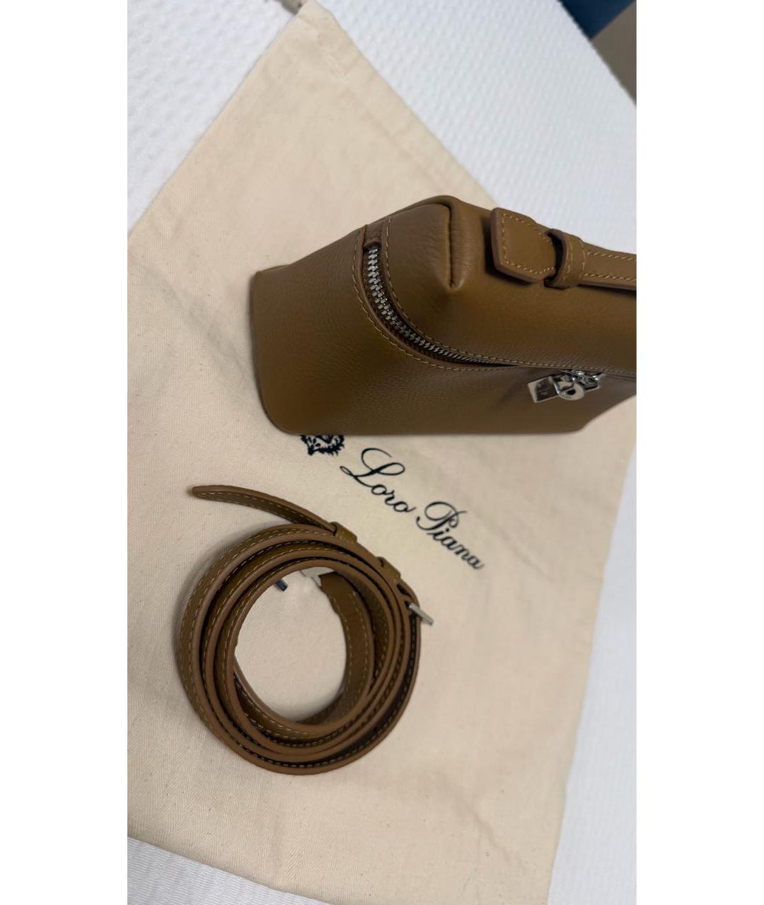 LORO PIANA Коричневая кожаная сумка с короткими ручками, фото 3