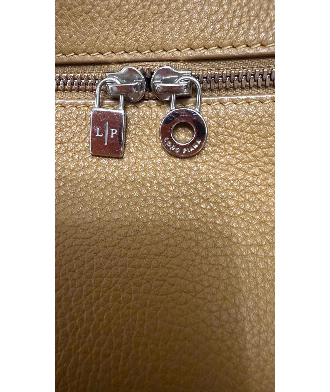 LORO PIANA Коричневая кожаная сумка с короткими ручками, фото 6