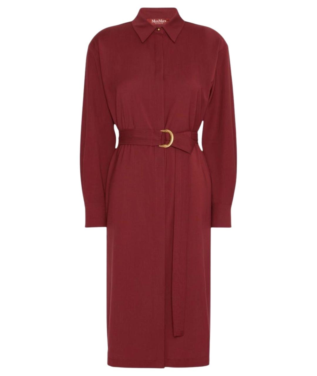 MAX MARA STUDIO Бордовое шерстяное повседневное платье, фото 1
