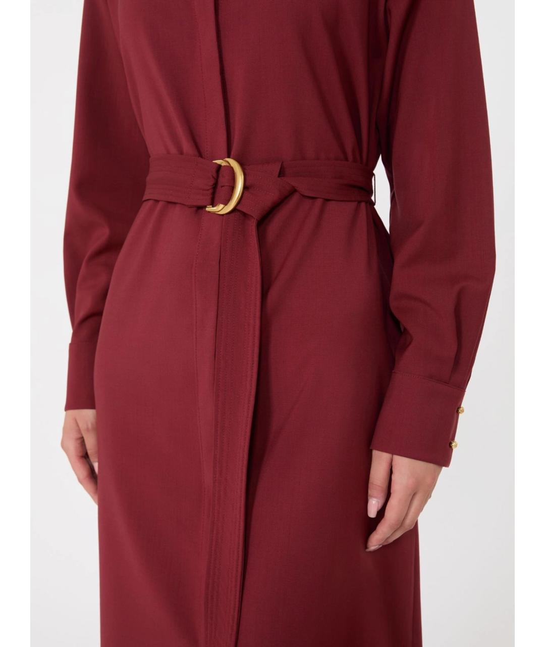 MAX MARA STUDIO Бордовое шерстяное повседневное платье, фото 5