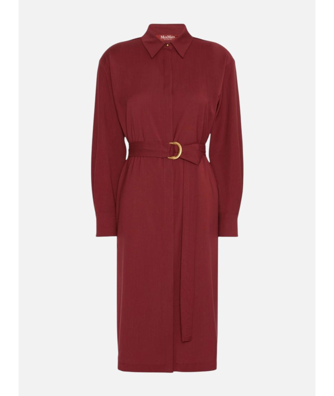MAX MARA STUDIO Бордовое шерстяное повседневное платье, фото 6
