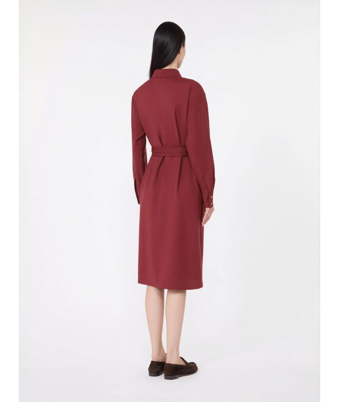 MAX MARA STUDIO Бордовое шерстяное повседневное платье, фото 3