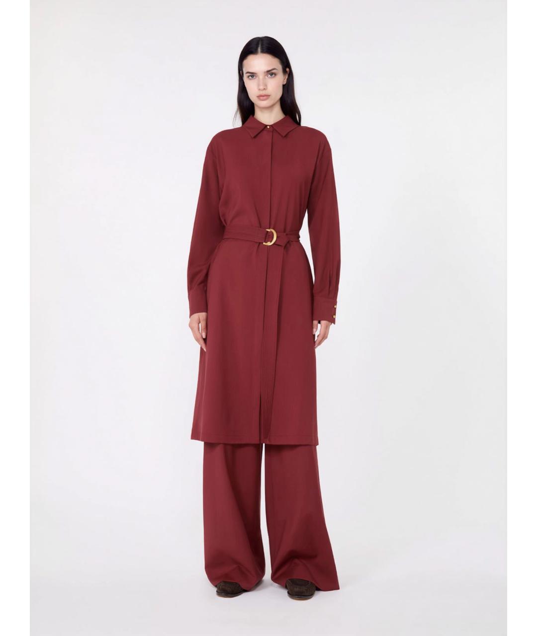 MAX MARA STUDIO Бордовое шерстяное повседневное платье, фото 2