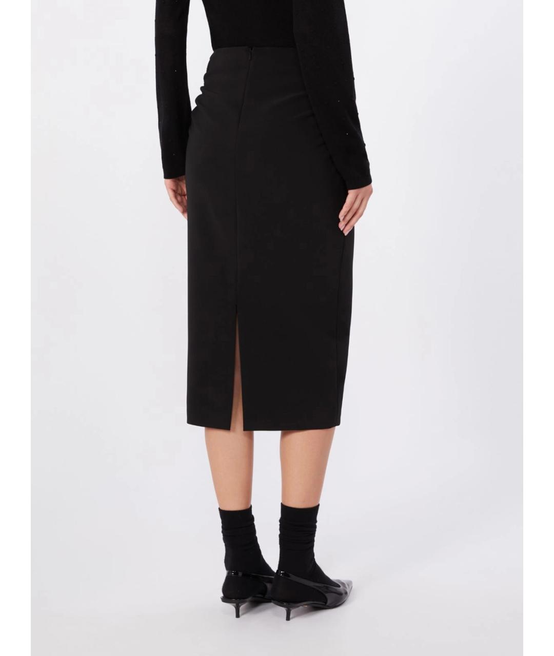 MAX MARA STUDIO Черная полиэстеровая юбка миди, фото 4