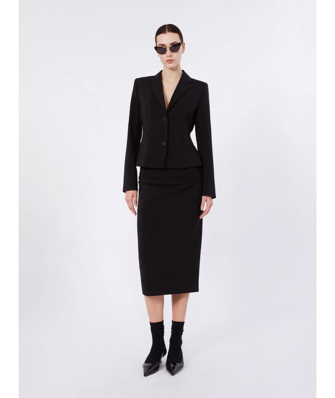 MAX MARA STUDIO Черная полиэстеровая юбка миди, фото 2
