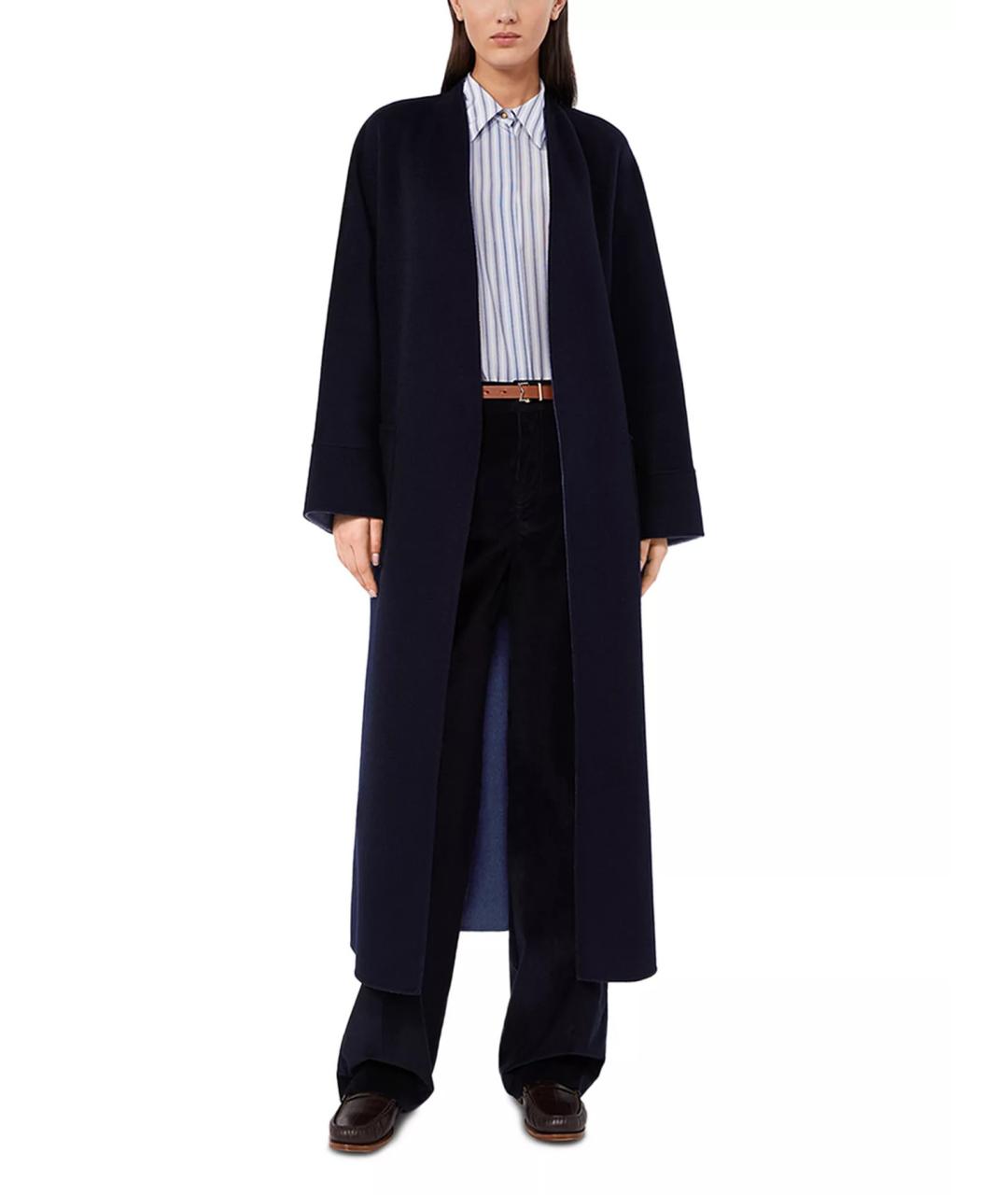 MAX MARA STUDIO Темно-синие хлопковые прямые брюки, фото 2
