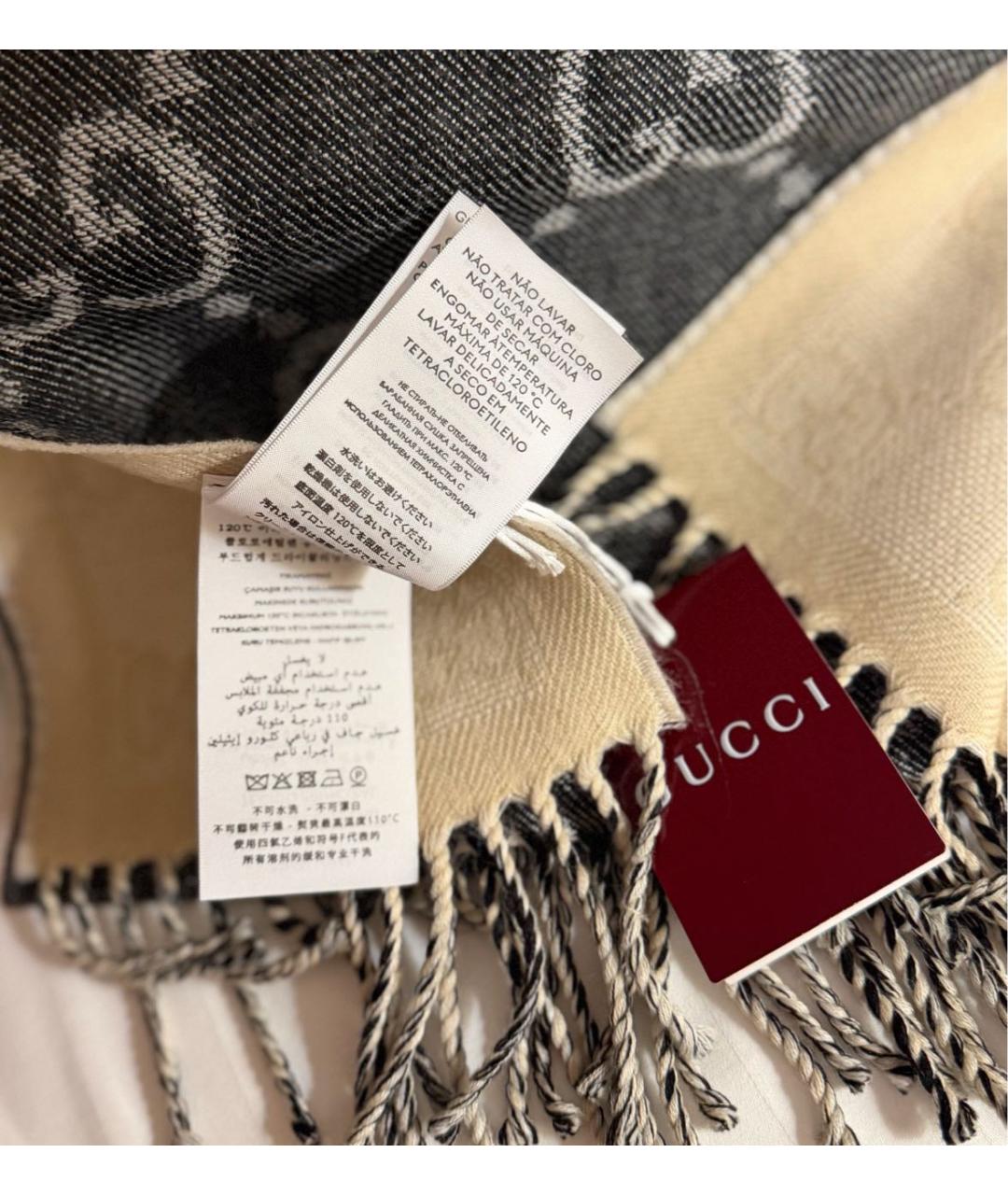 GUCCI Серый шерстяной шарф, фото 6
