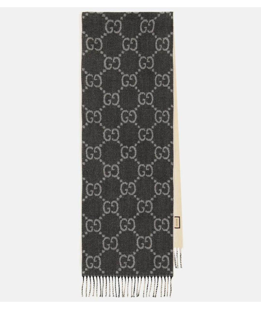 GUCCI Серый шерстяной шарф, фото 8