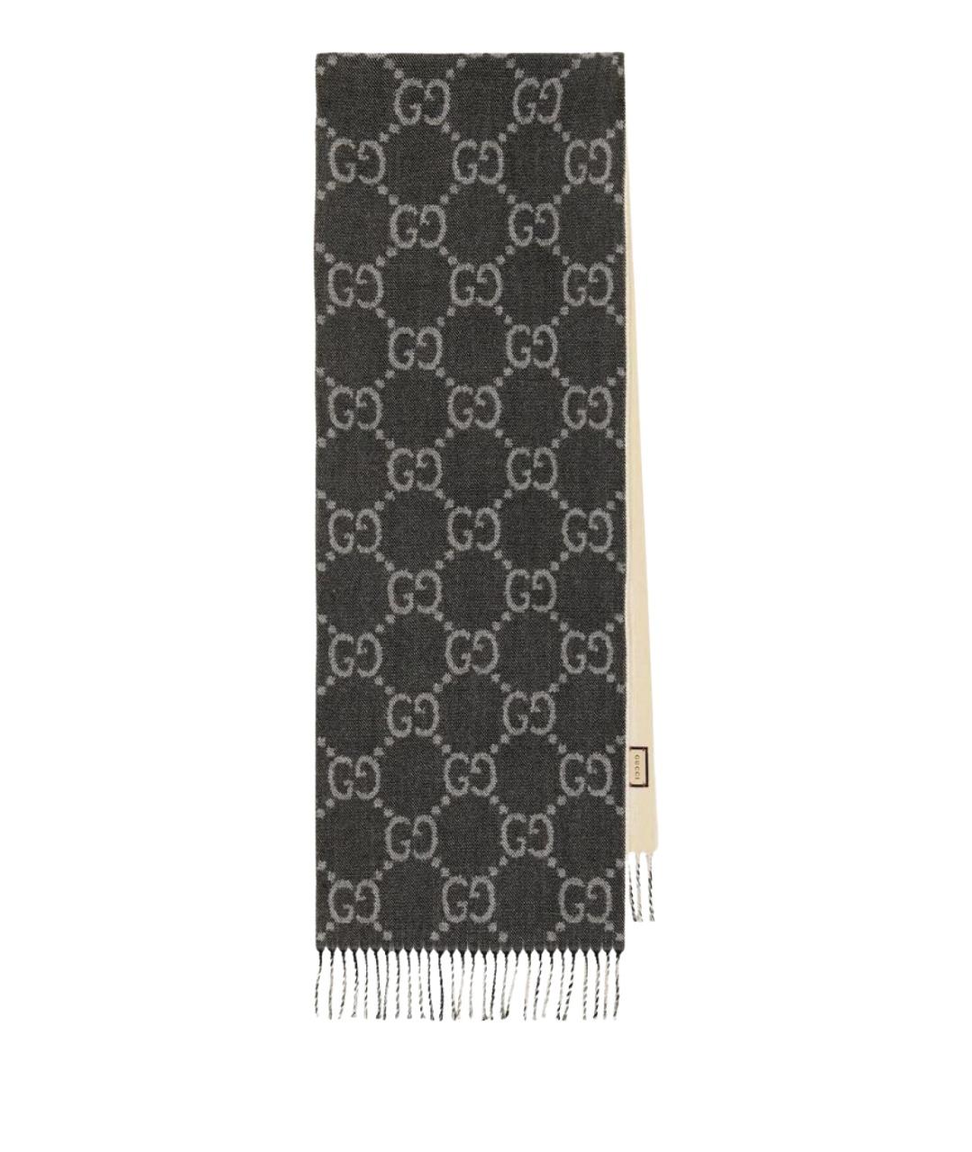 GUCCI Серый шерстяной шарф, фото 1