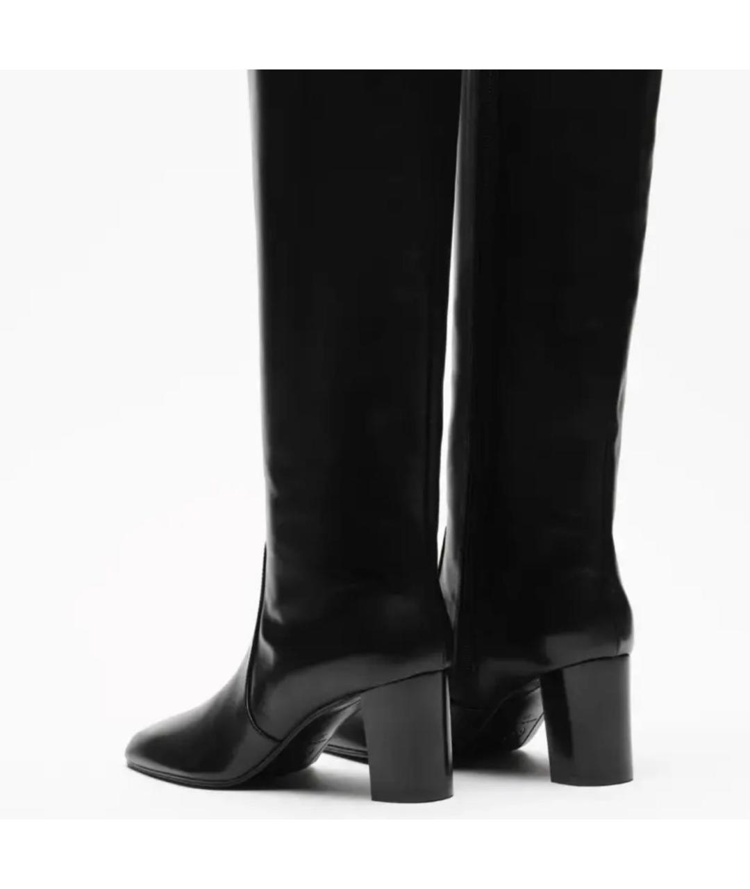 CHANEL Черные кожаные сапоги, фото 4