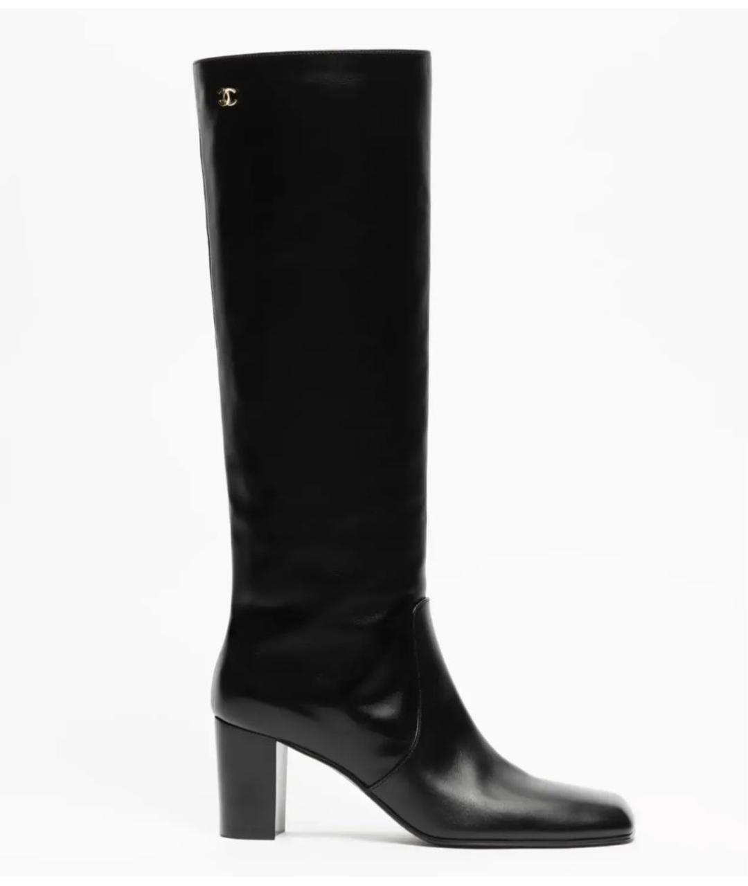 CHANEL Черные кожаные сапоги, фото 6