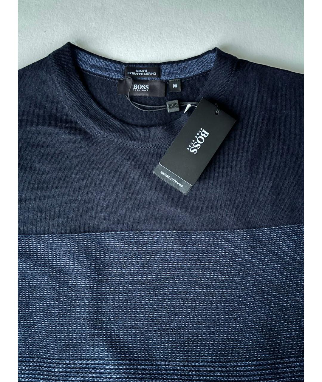 HUGO BOSS Темно-синий шерстяной джемпер / свитер, фото 3