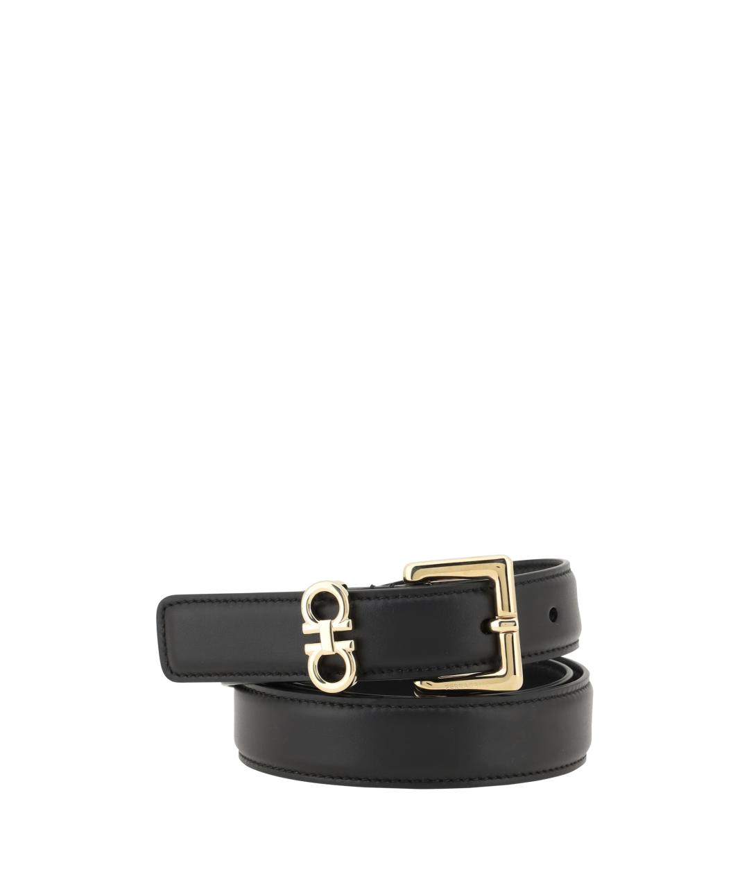 FERRAGAMO Черный кожаный ремень, фото 1