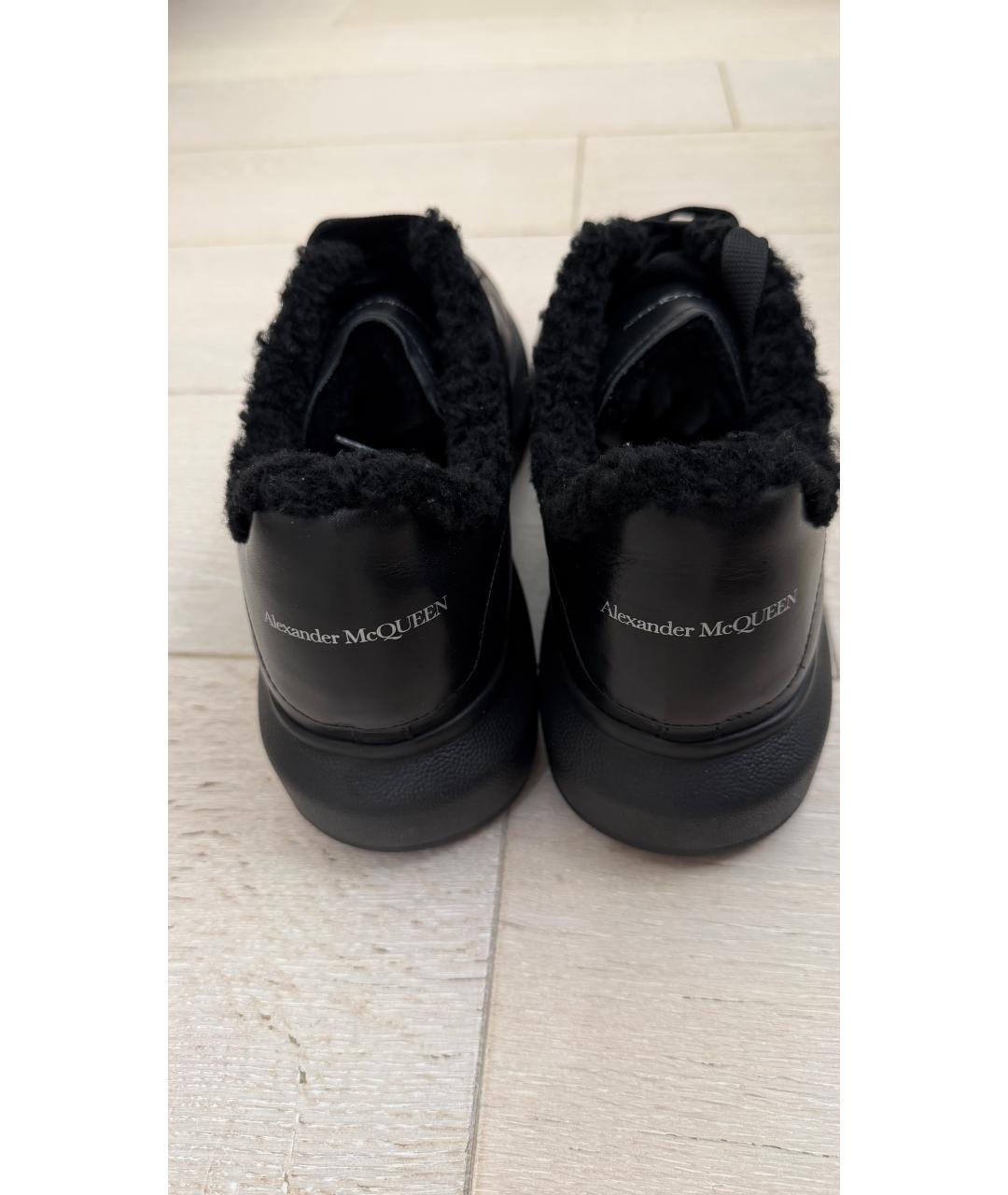 ALEXANDER MCQUEEN Черные кожаные низкие кроссовки / кеды, фото 4