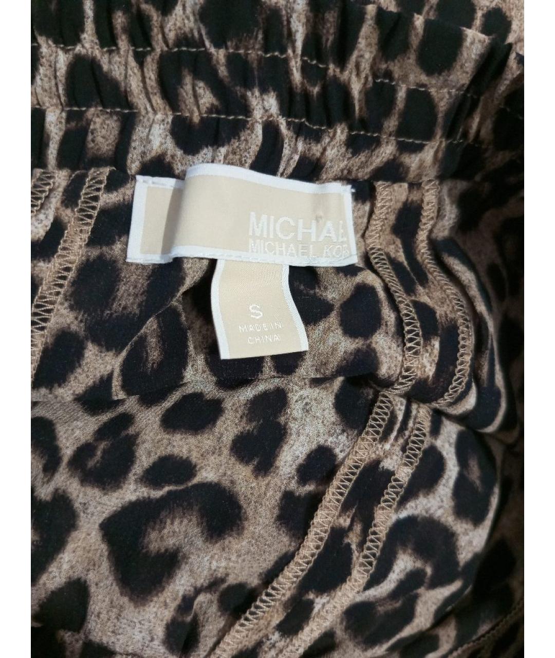 MICHAEL MICHAEL KORS Бежевая шифоновая юбка миди, фото 3