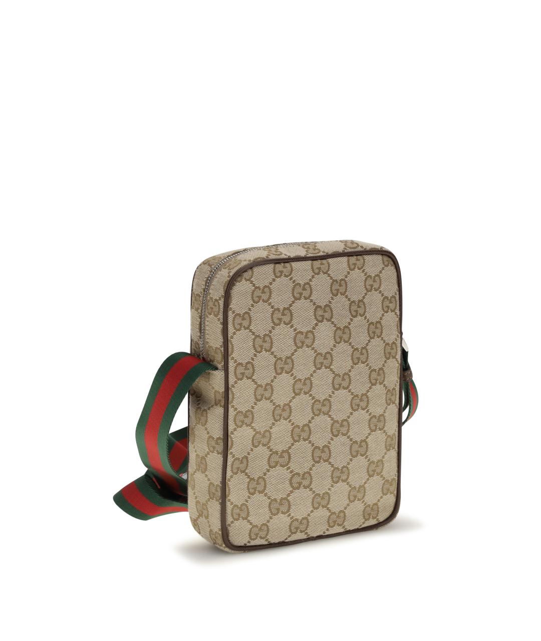 GUCCI Бежевая сумка на плечо из канвы, фото 3
