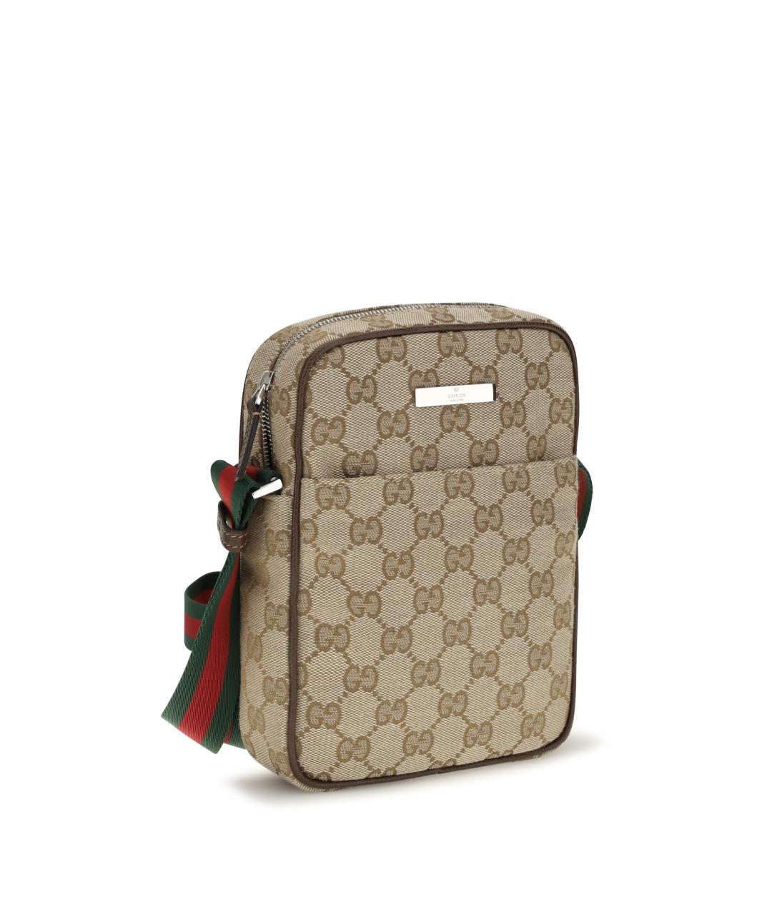 GUCCI Бежевая сумка на плечо из канвы, фото 2