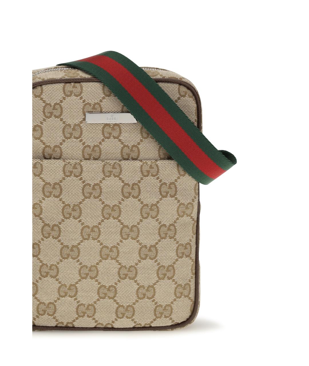 GUCCI Бежевая сумка на плечо из канвы, фото 4
