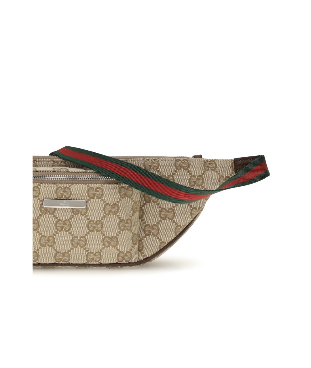 GUCCI Бежевая поясная сумка из канвы, фото 4