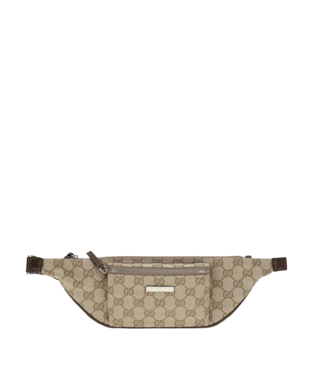GUCCI Бежевая поясная сумка из канвы, фото 1