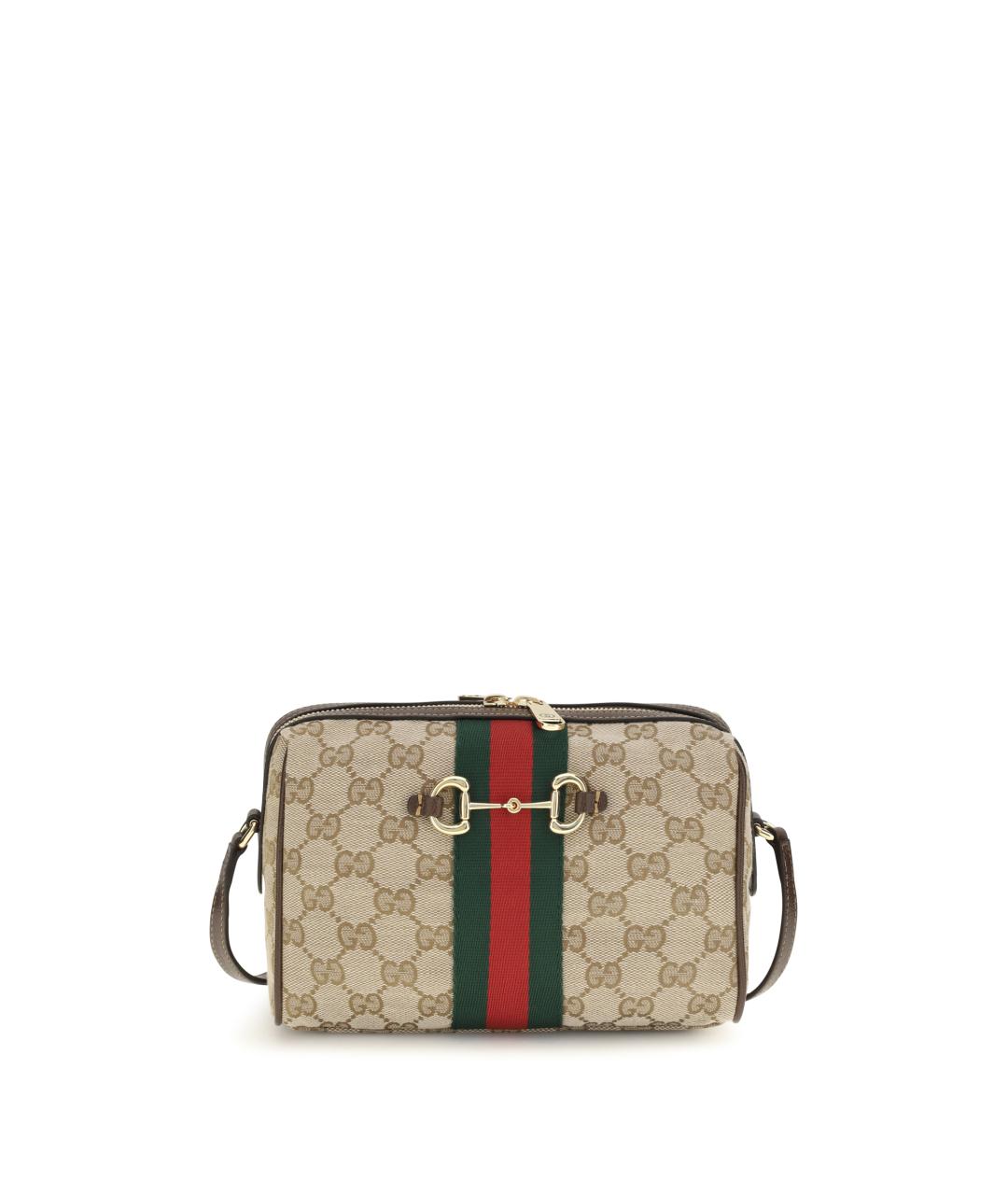 GUCCI Бежевая сумка через плечо из канвы, фото 1