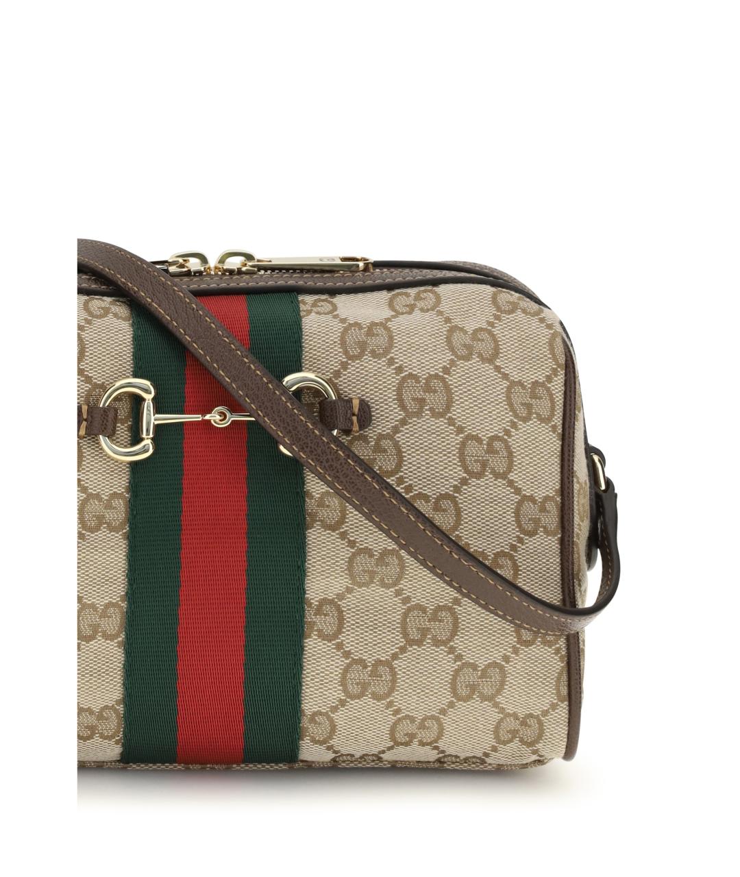 GUCCI Бежевая сумка через плечо из канвы, фото 4