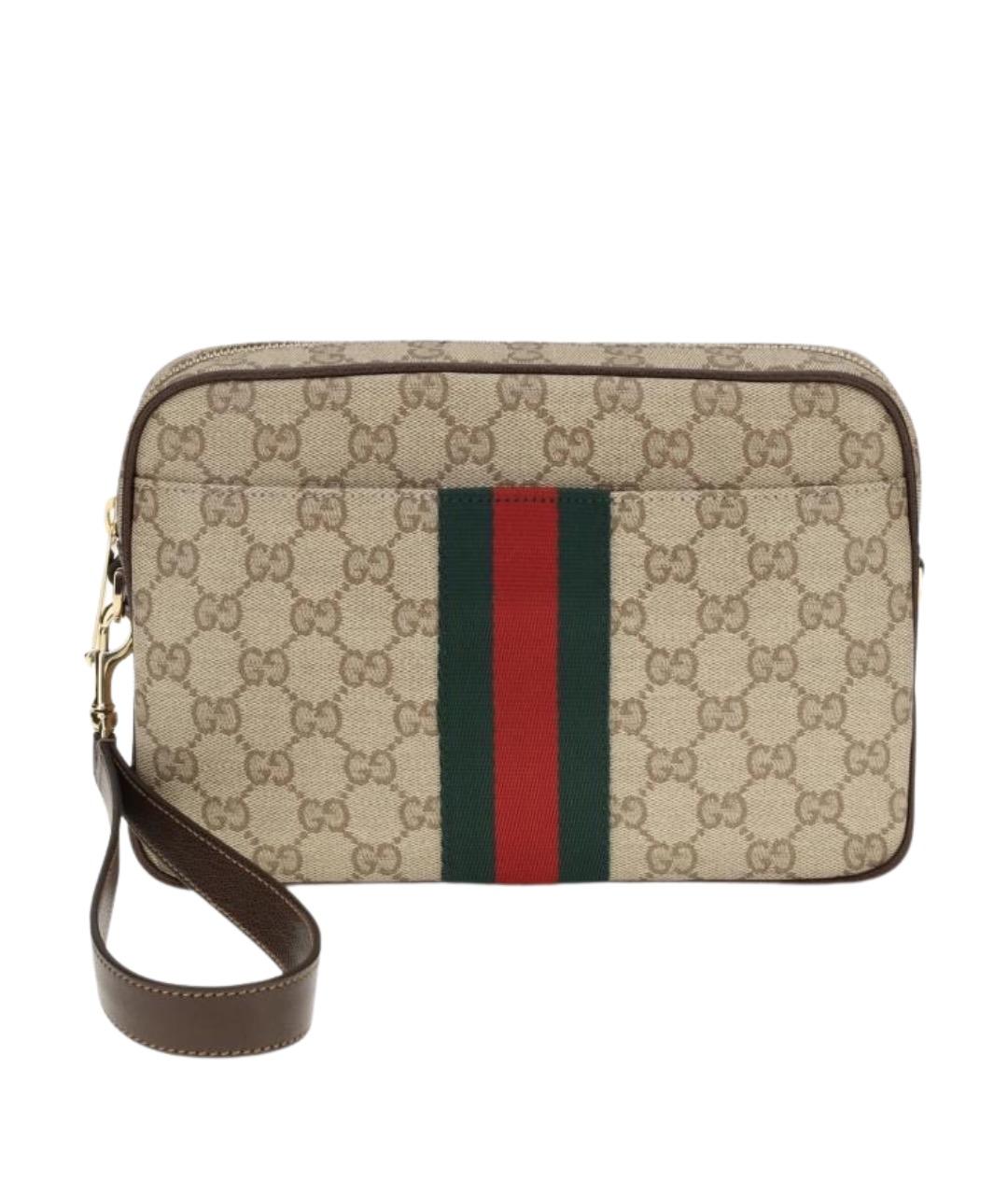 GUCCI Бежевая сумка на плечо из канвы, фото 1