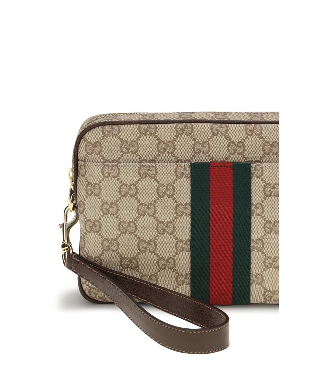 GUCCI Бежевая сумка на плечо из канвы, фото 3