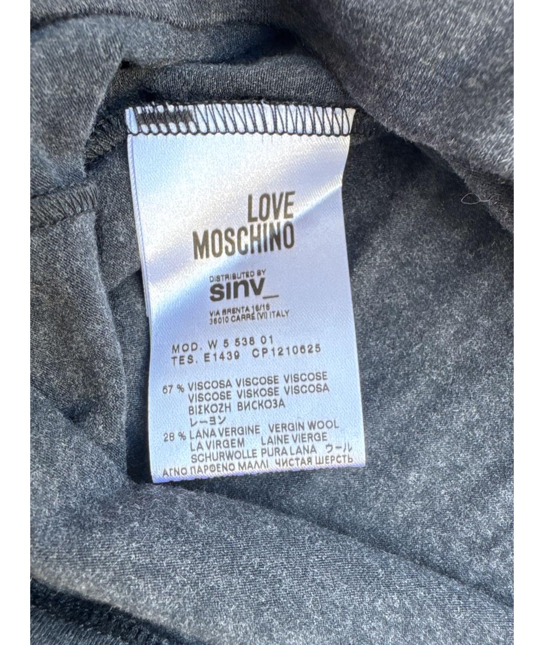 LOVE MOSCHINO Антрацитовое вискозное повседневное платье, фото 4