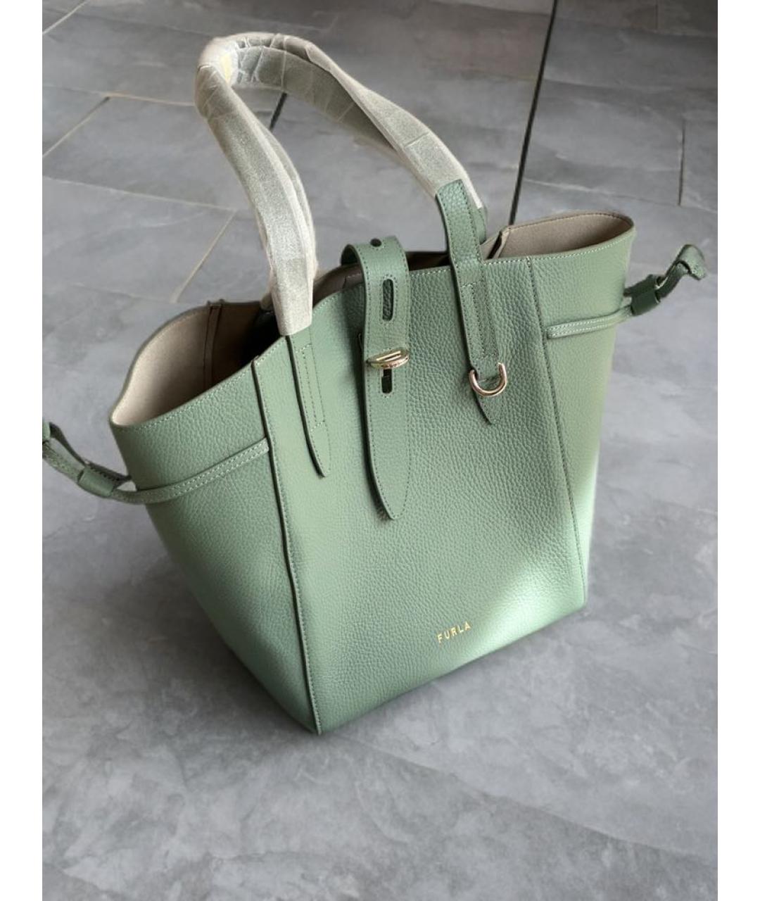 FURLA Зеленая кожаная сумка тоут, фото 4