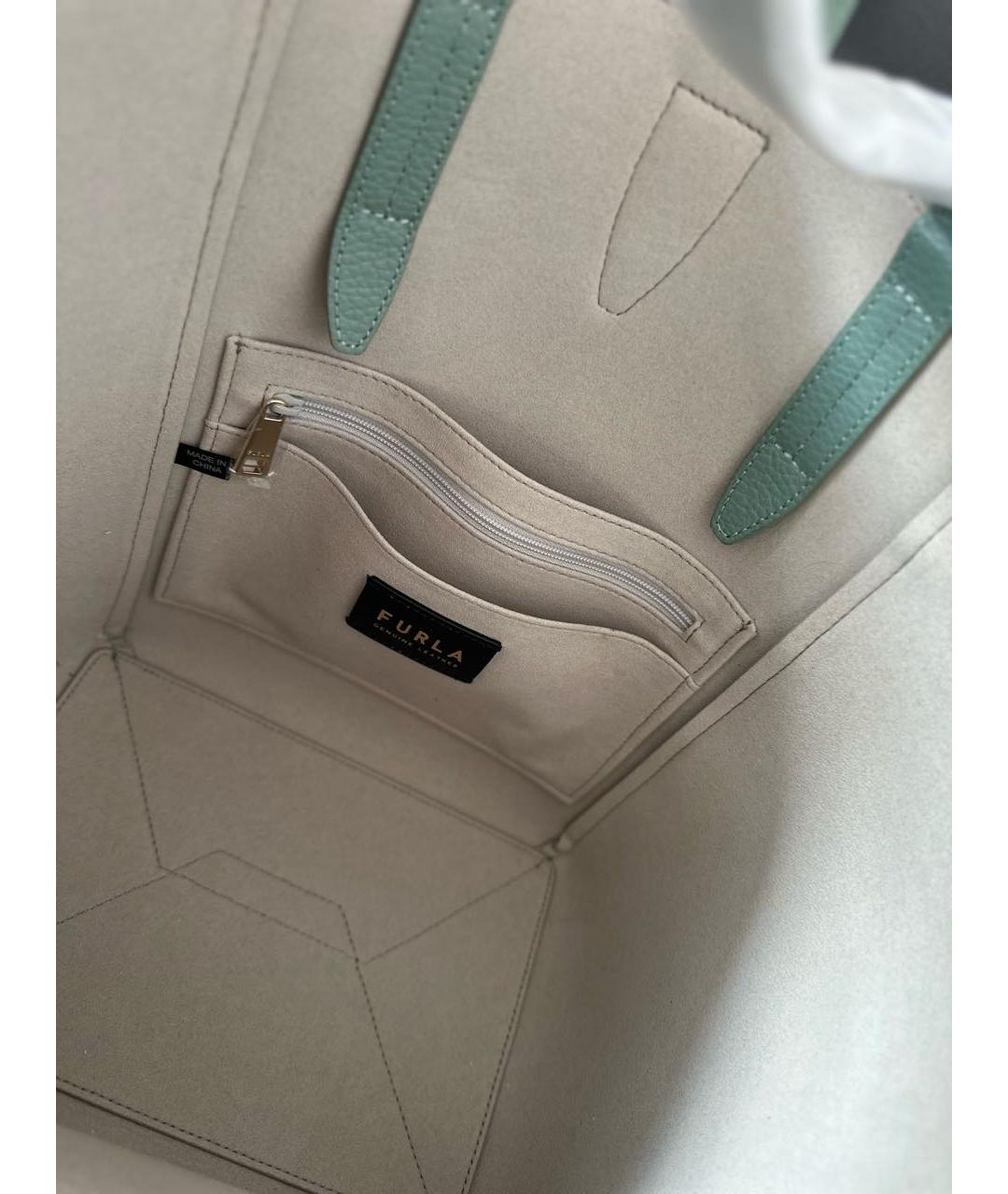 FURLA Зеленая кожаная сумка тоут, фото 3