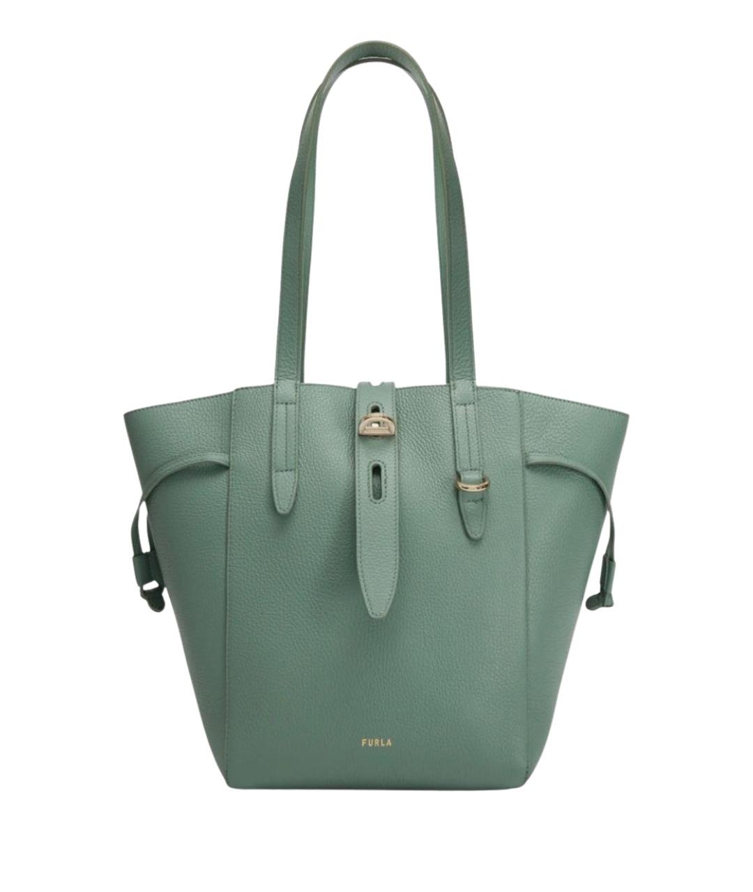 FURLA Зеленая кожаная сумка тоут, фото 1