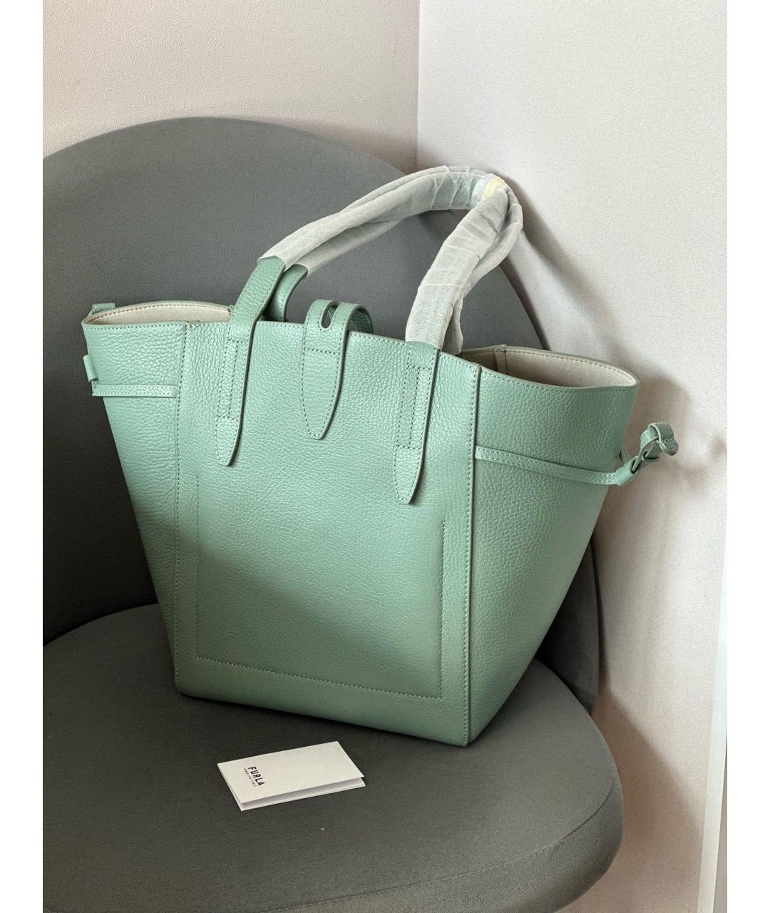 FURLA Зеленая кожаная сумка тоут, фото 2