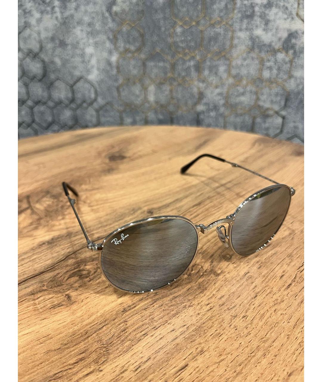 RAY BAN Серебряные металлические солнцезащитные очки, фото 2