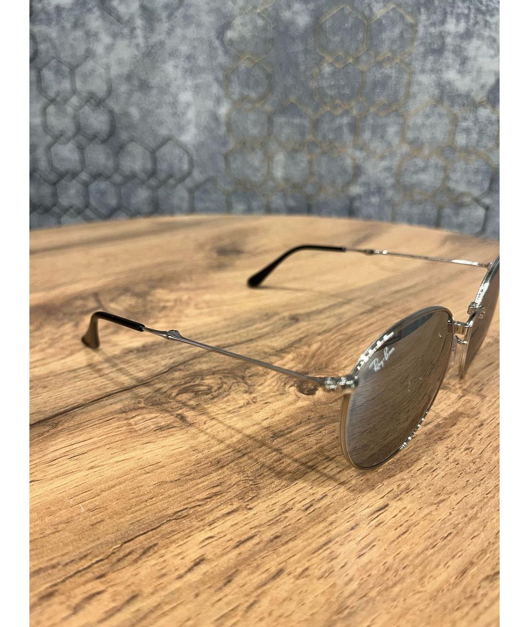 RAY BAN Серебряные металлические солнцезащитные очки, фото 3